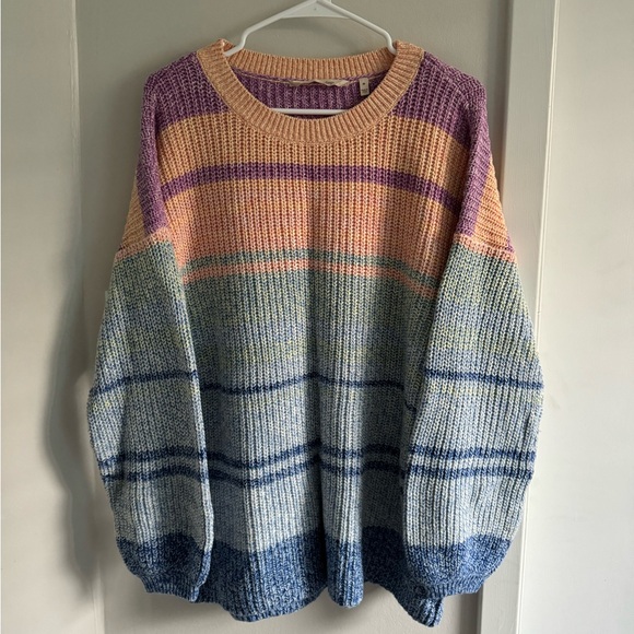 ⭐️3for10⭐️ Soft Surroundings Karlie Knit Sweater Striped Women’s Medium 6 8 l - Picture 2 of 11